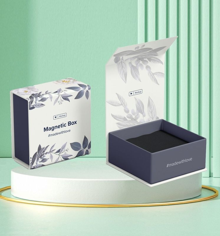 Caixa de presente magnética de dois lados estampagem a quente Jóias personalizadas Perfumes Caixa de presente Flip Top