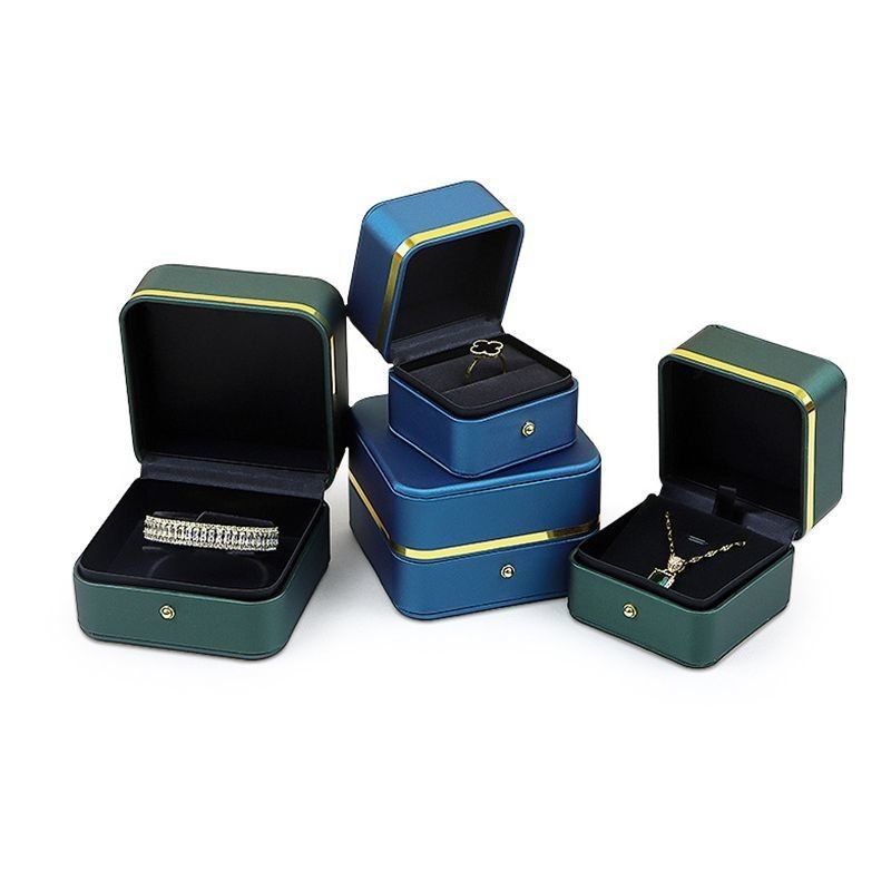Caixa de embalagem de jóias de material PU para anéis, brincos, pulseiras e colares 0,300 kg