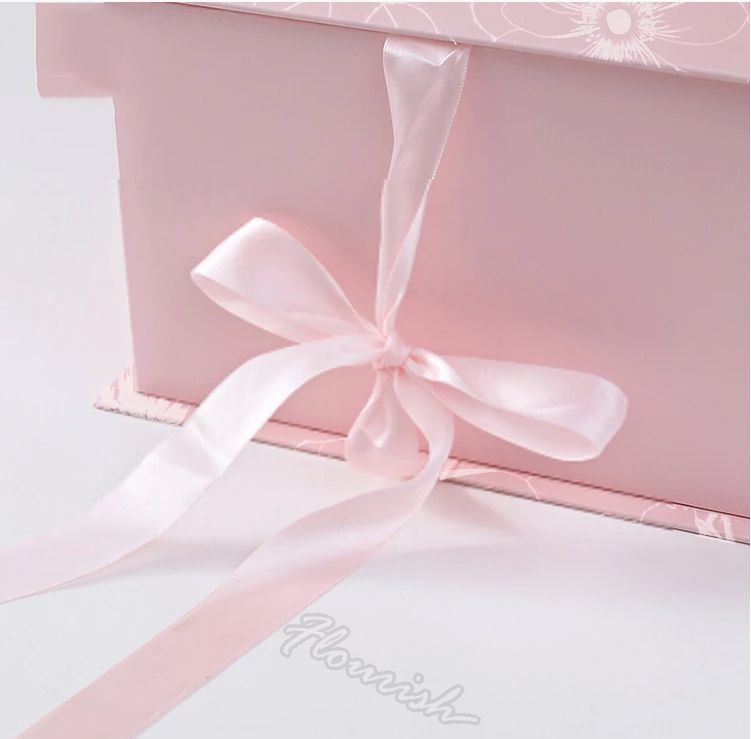 Embalagem de caixa de presente de flores de cores personalizadas com janela clara e fita ecológica