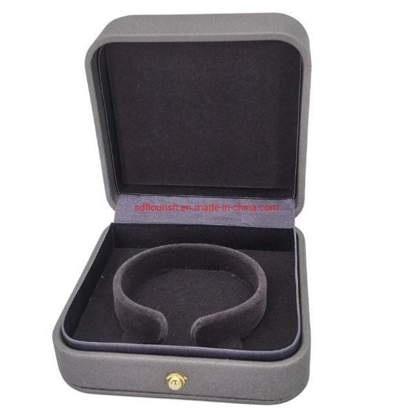 Estampagem a Quente Manuseio de Superfície Elegante Cinza Cor Quadrada Forma Pulseira Bracelete Caixa de Embalagem Regalo Rosa