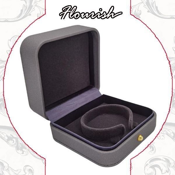 Estampagem a Quente Manuseio de Superfície Elegante Cinza Cor Quadrada Forma Pulseira Bracelete Caixa de Embalagem Regalo Rosa