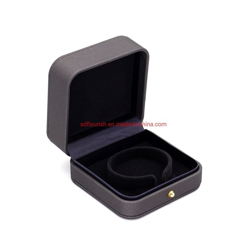 Estampagem a Quente Manuseio de Superfície Elegante Cinza Cor Quadrada Forma Pulseira Bracelete Caixa de Embalagem Regalo Rosa