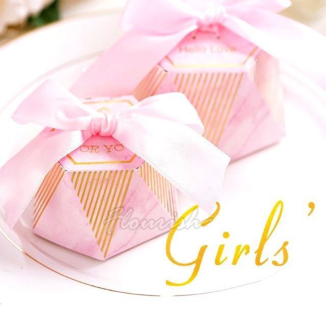 Caixa de presente personalizada de papel de arte rosa estampado a quente Bowknot Tipo Caixas de presente de doces