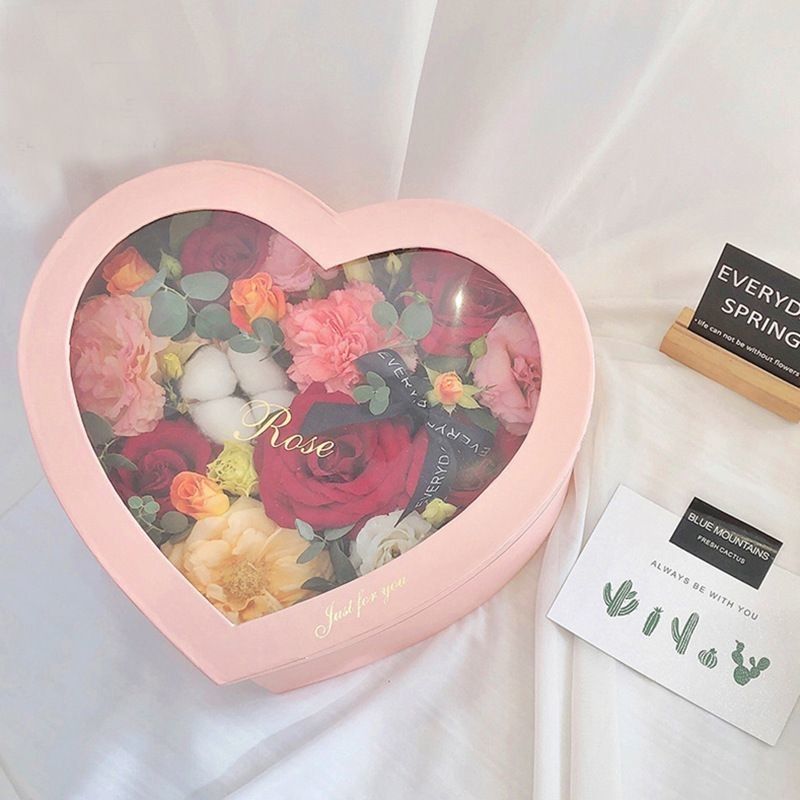 Impressão offset Caixa de flores em forma de coração Caixa de presente para flores