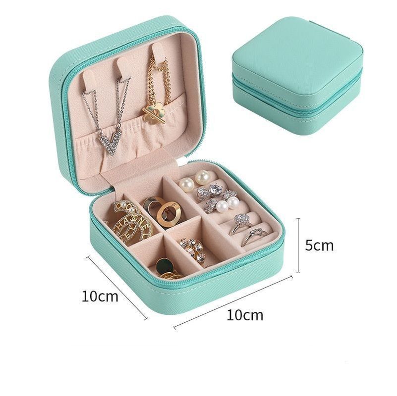Quadrado Jewelry Set Gift Box Mini Box para Mulheres Meninas Moda Solid Luxury Portátil PU Couro PVC Cartão
