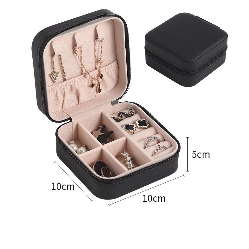 Quadrado Jewelry Set Gift Box Mini Box para Mulheres Meninas Moda Solid Luxury Portátil PU Couro PVC Cartão