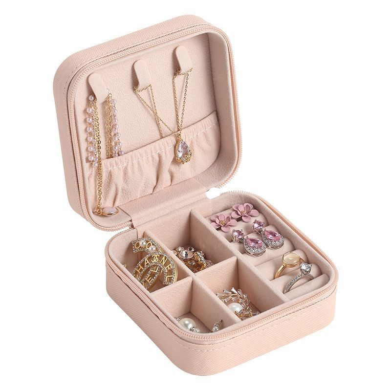 Quadrado Jewelry Set Gift Box Mini Box para Mulheres Meninas Moda Solid Luxury Portátil PU Couro PVC Cartão