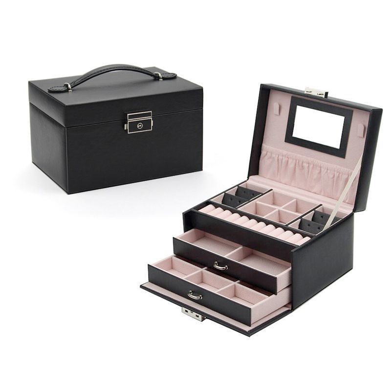 Medium PU Leather Flannel Packaging Caixa de presente para Anel Brinco Pendente Colar Pulseira Relógio Relógio Cigarro Perfume Jóias