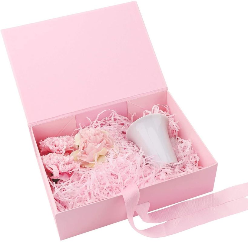 Caixa de presente magnética dobrável com fita caixa de embalagem de papelão rígido para caneca de sabão de perfume