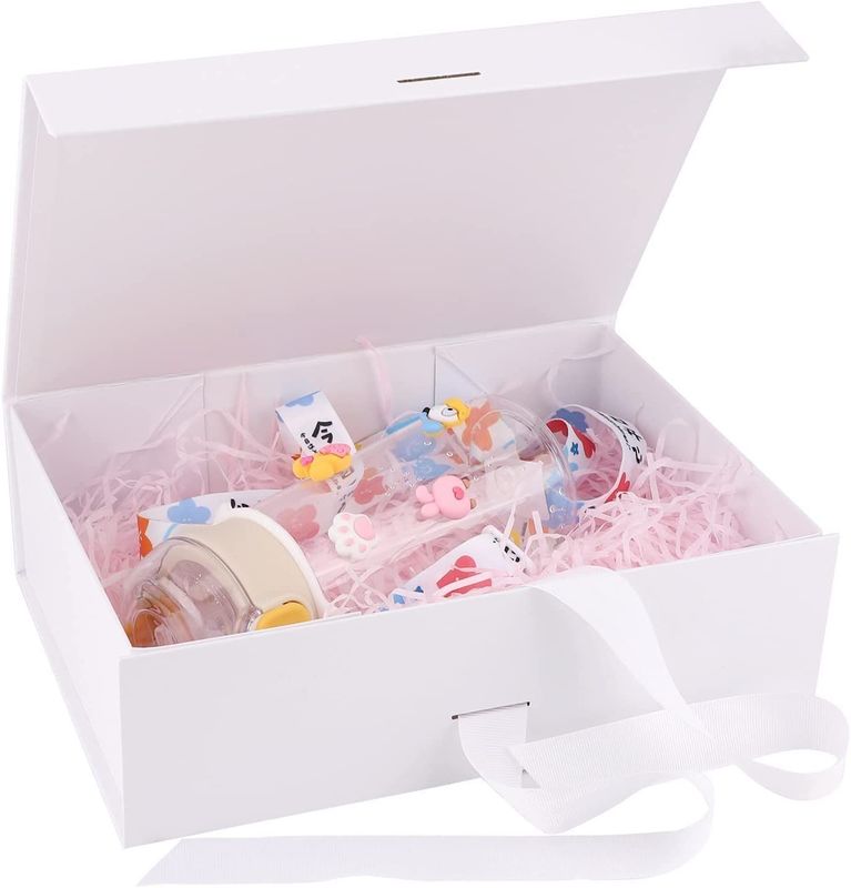 Caixa de presente magnética dobrável com fita caixa de embalagem de papelão rígido para caneca de sabão de perfume