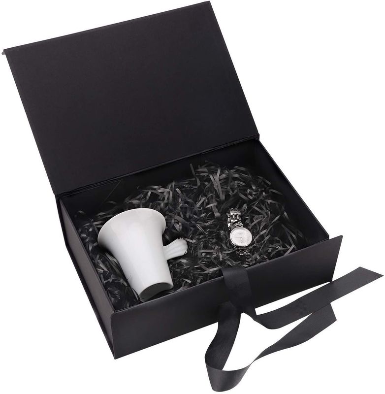 Caixa de presente magnética dobrável com fita caixa de embalagem de papelão rígido para caneca de sabão de perfume