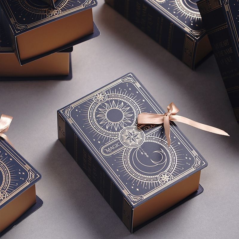 Tipo de livro Caixa-presente de papel de embalagem magnética com fita de logotipo personalizado impresso