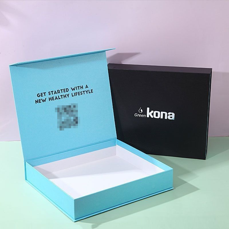 Caixa de embalagem magnética de cor sólida, laminada, laminada, dobrável, caixa de presente de papelão rígido