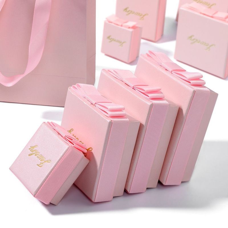 Caixa-presente de jóias cor-de-rosa Eco-friendly Hot Stamping Luxury Paper Packaging Box