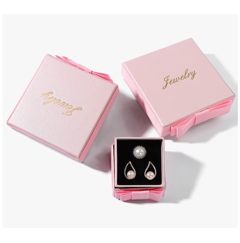 Caixa-presente de jóias cor-de-rosa Eco-friendly Hot Stamping Luxury Paper Packaging Box