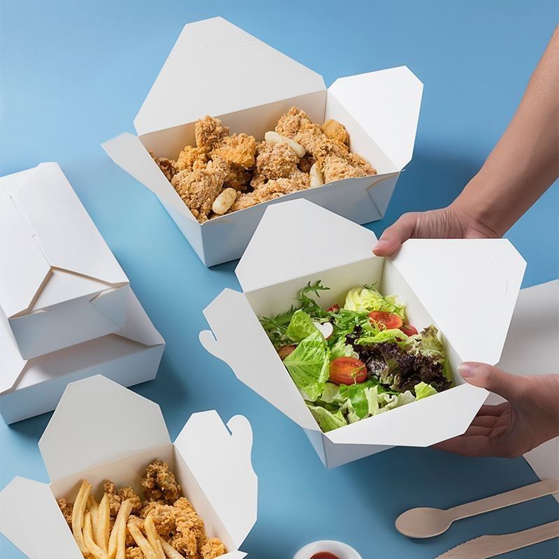 Caixa de presente personalizada de papel de cartão branco Caixa de embalagem de fast food para lanches de restaurante