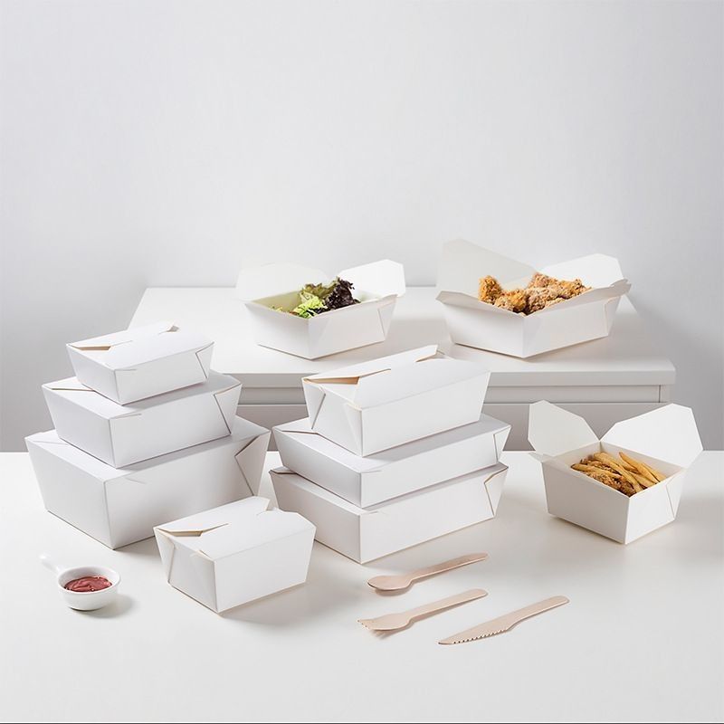 Caixa de presente personalizada de papel de cartão branco Caixa de embalagem de fast food para lanches de restaurante