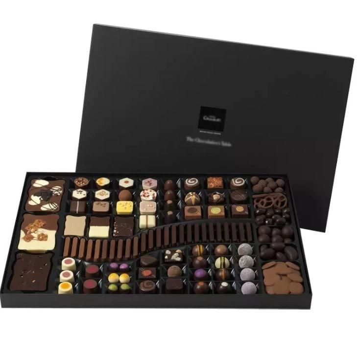 Caixa de presente personalizada de papel de arte negra Caixas de embalagem magnética para alimentos e doces