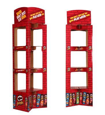 Suporte de pavimentação dobrável da cremalheira de exposição da prateleira de loja do POP do produto da caixa dos doces do cartão da exposição do tormento